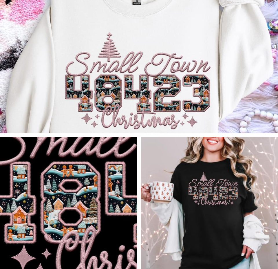 Lauras small town Christmas - black 3x tee 29388