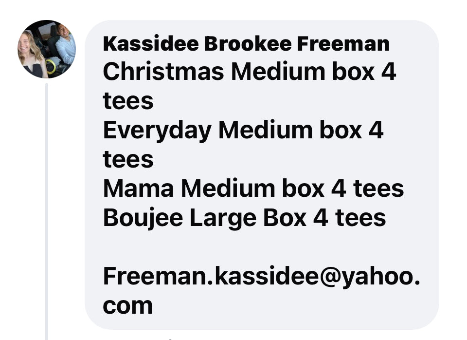 Kassidee’s order mystery box Tees