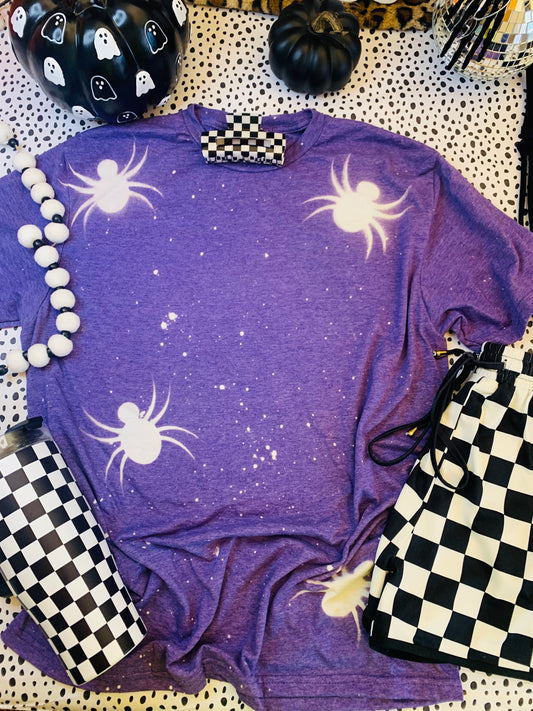 Spooky Babe 🔮🕷️ custom bleach spider tee