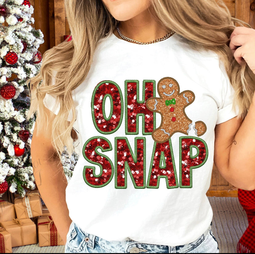 Oh Snap - Tee or Crew - Faux embroidery