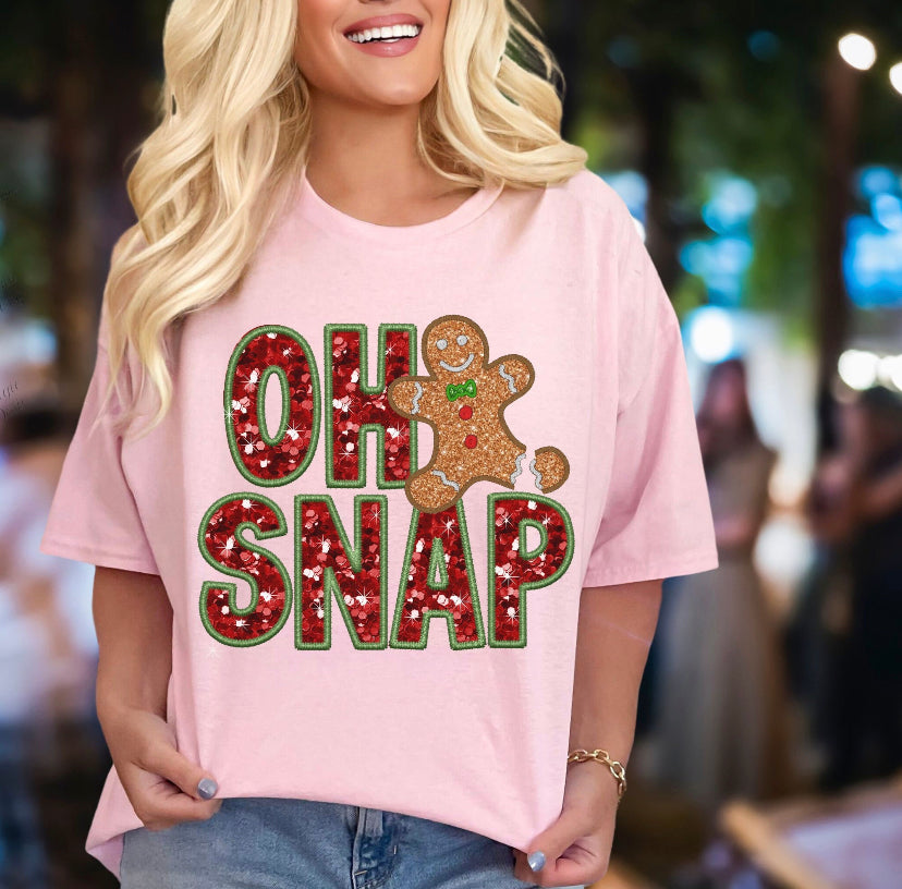 Oh Snap - Tee or Crew - Faux embroidery