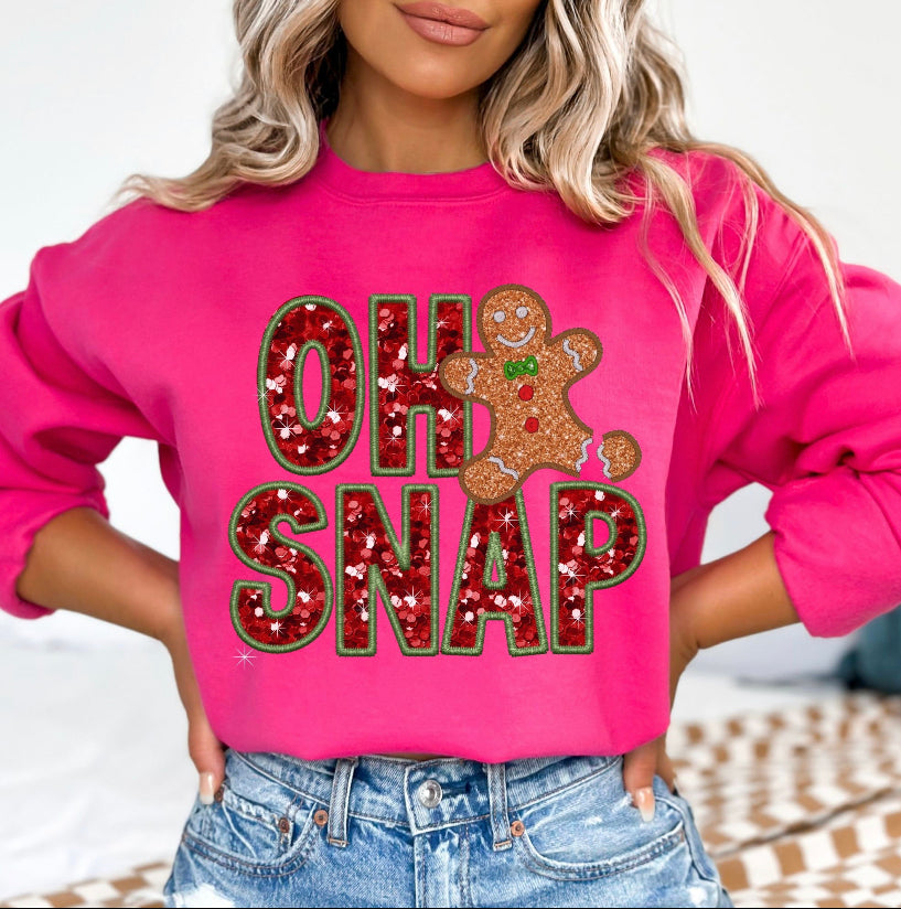 Oh Snap - Tee or Crew - Faux embroidery