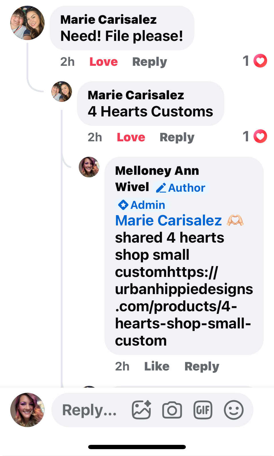 Marie’s custom -4 hearts customs  shop small 💚