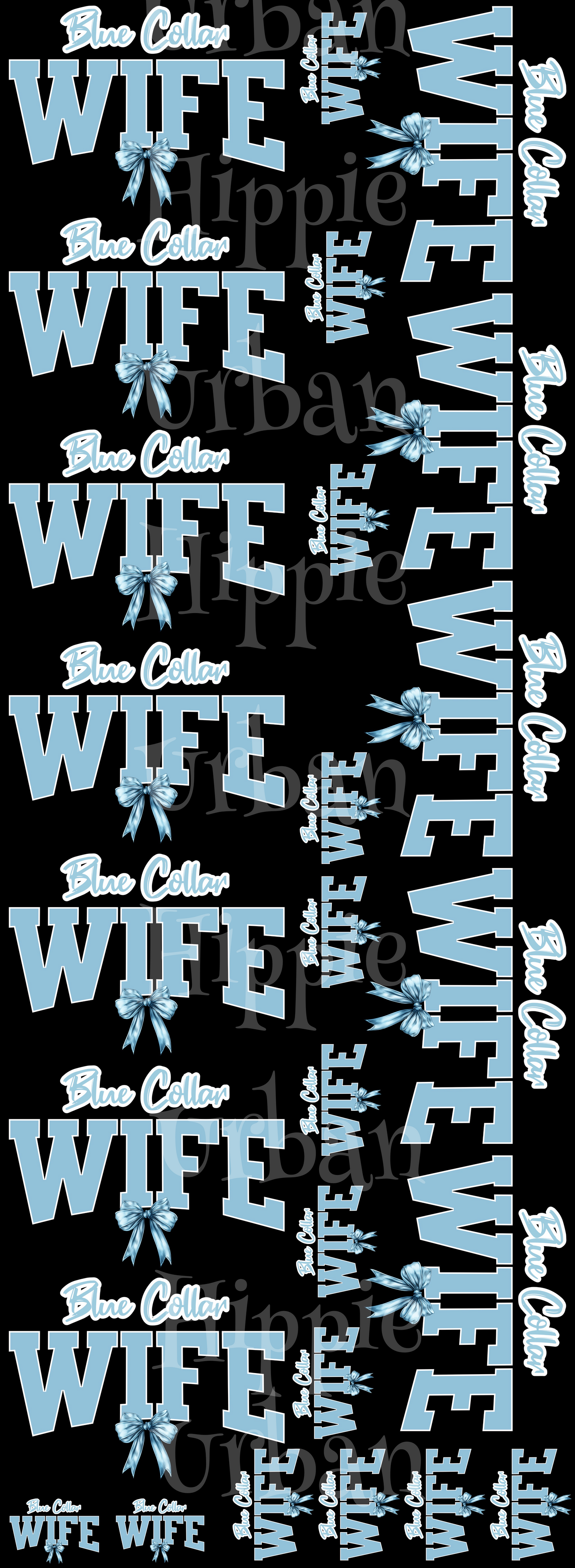 Blue collar wife bow - pre made gang sheet