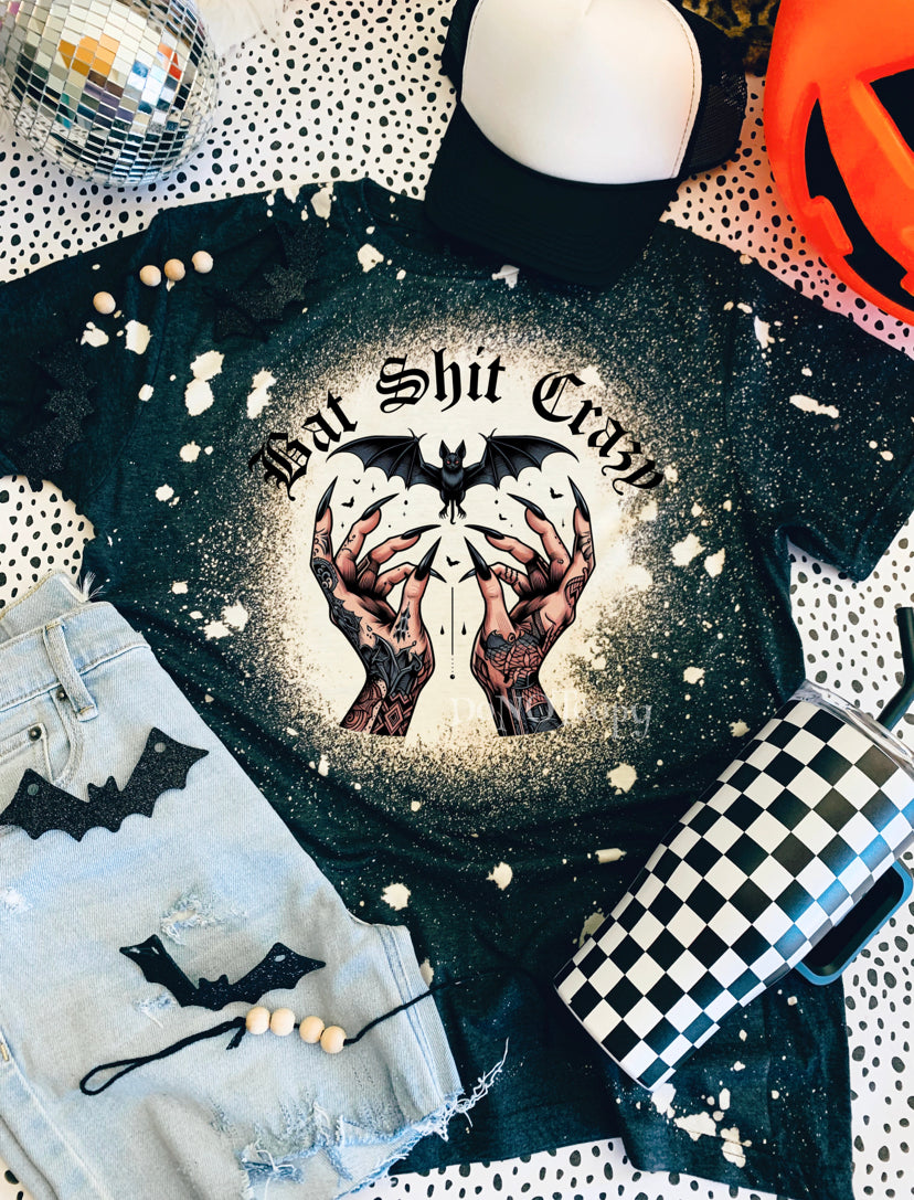 Bat Shit Crazy 🖤 Bleached Tee