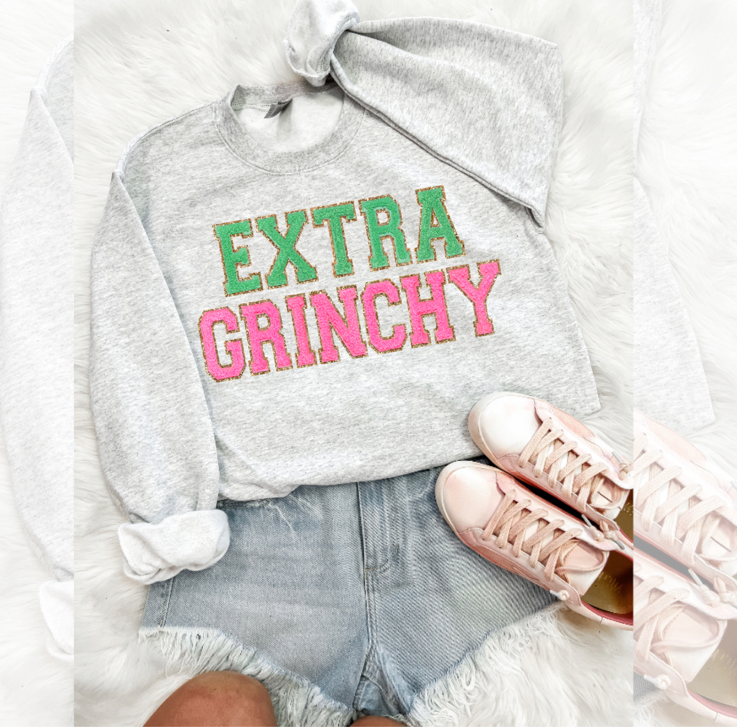 Extra Grinchy 💖• faux embroidery