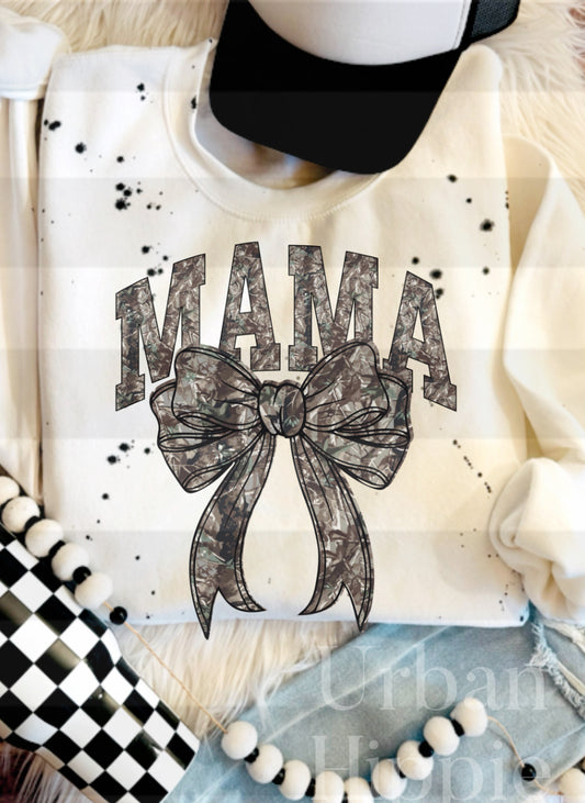 Mama Camo Bow Crewneck