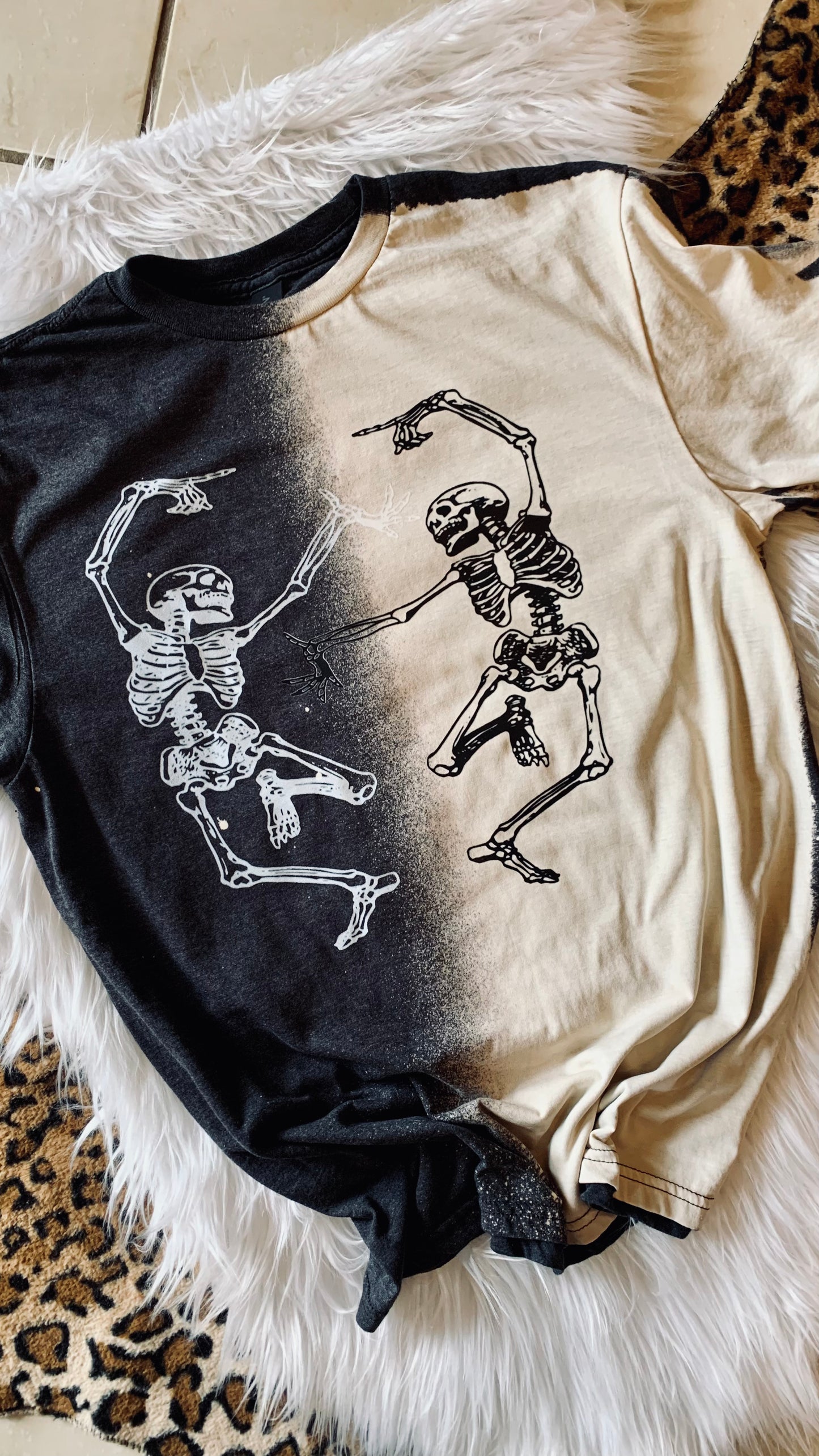 Dancing Skelly Bleach faded tee