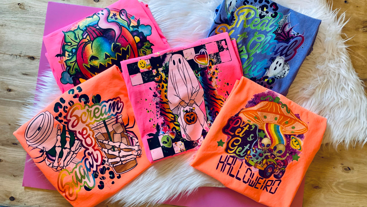 Neon Spooky pocket tees