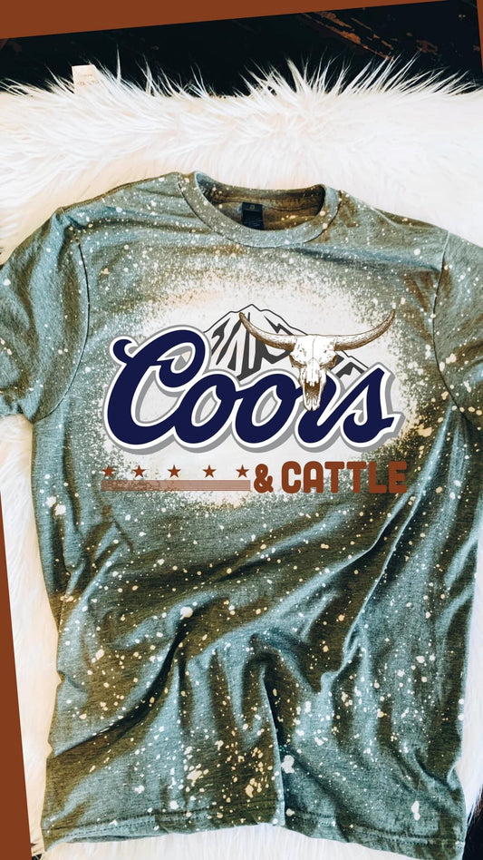 Coors & Cattle- military green tee