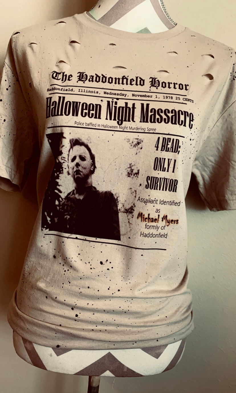 Halloween massacre tee tan