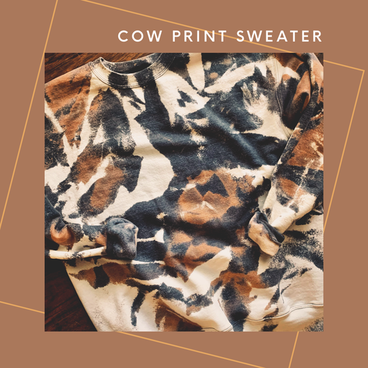 Cow Print Distressed Sweater 🤍 Tee & Hoodie Also available