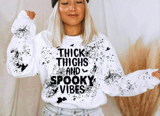 Thick thighs and spooky vibes crewneck