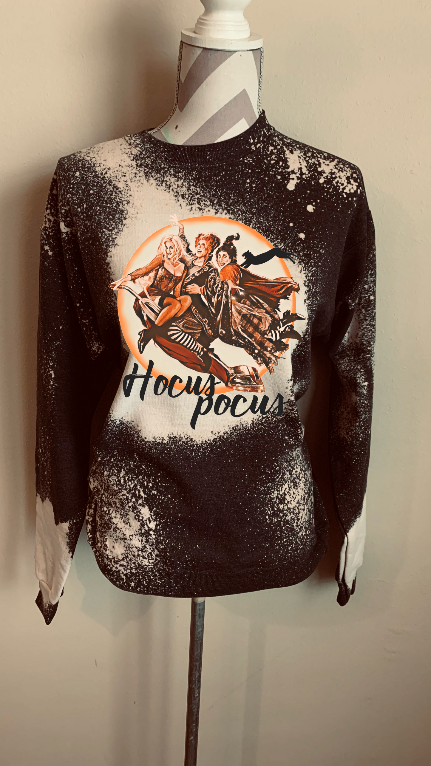 Hocus Pocus Distressed fleece lined sweater