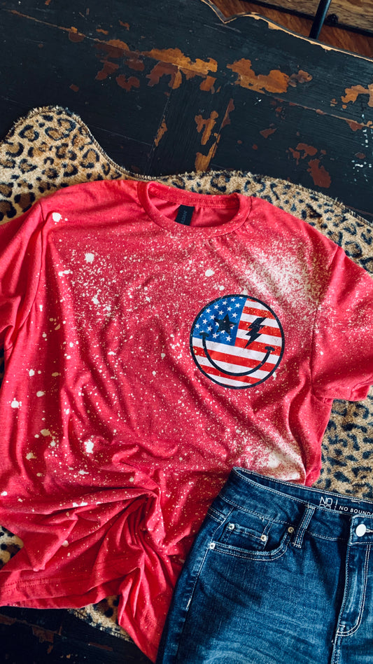 Distressed American 🇺🇸 Smiley Tee